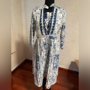 Vintage Print V Neck Long Sleeve Women Ladies Casual Party Mini Shirt Dress